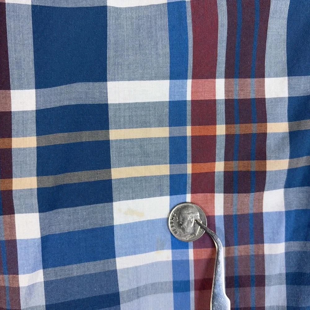 Banana Republic Button Down Shirt Mens S Blue Plaid Stretch Soft Wash Standard